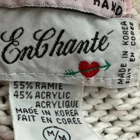 Vintage Handmade Crew Neck Floral Knit Pullover Sweater Neutrals Women's Medium - Picture 6 of 14